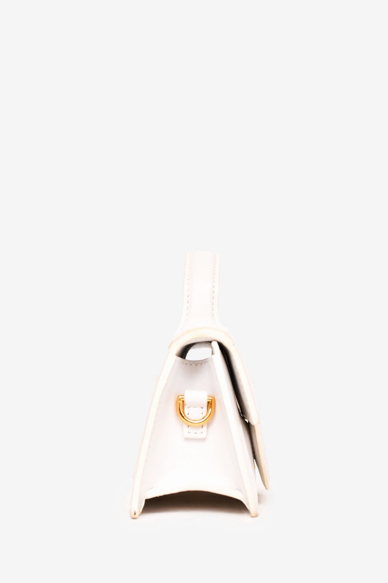 Jacquemus White Leather Les Classiques 'The Bambino' Bag with Strap