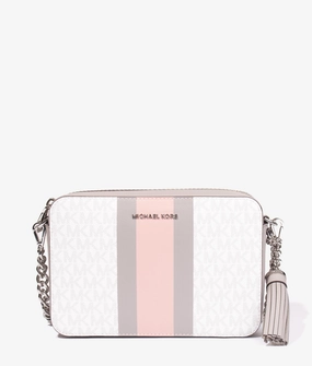 Jet set camera bag in optic & pale grey