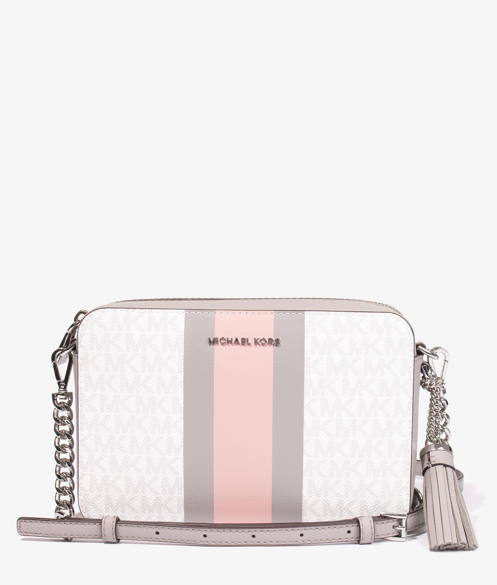 Jet set camera bag in optic & pale grey