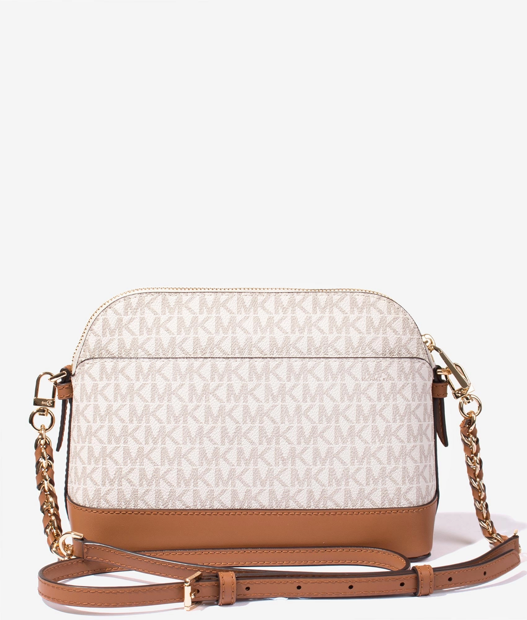 Jet set charm crossbody in vanilla & acorn
