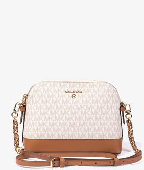 Jet set charm crossbody in vanilla & acorn