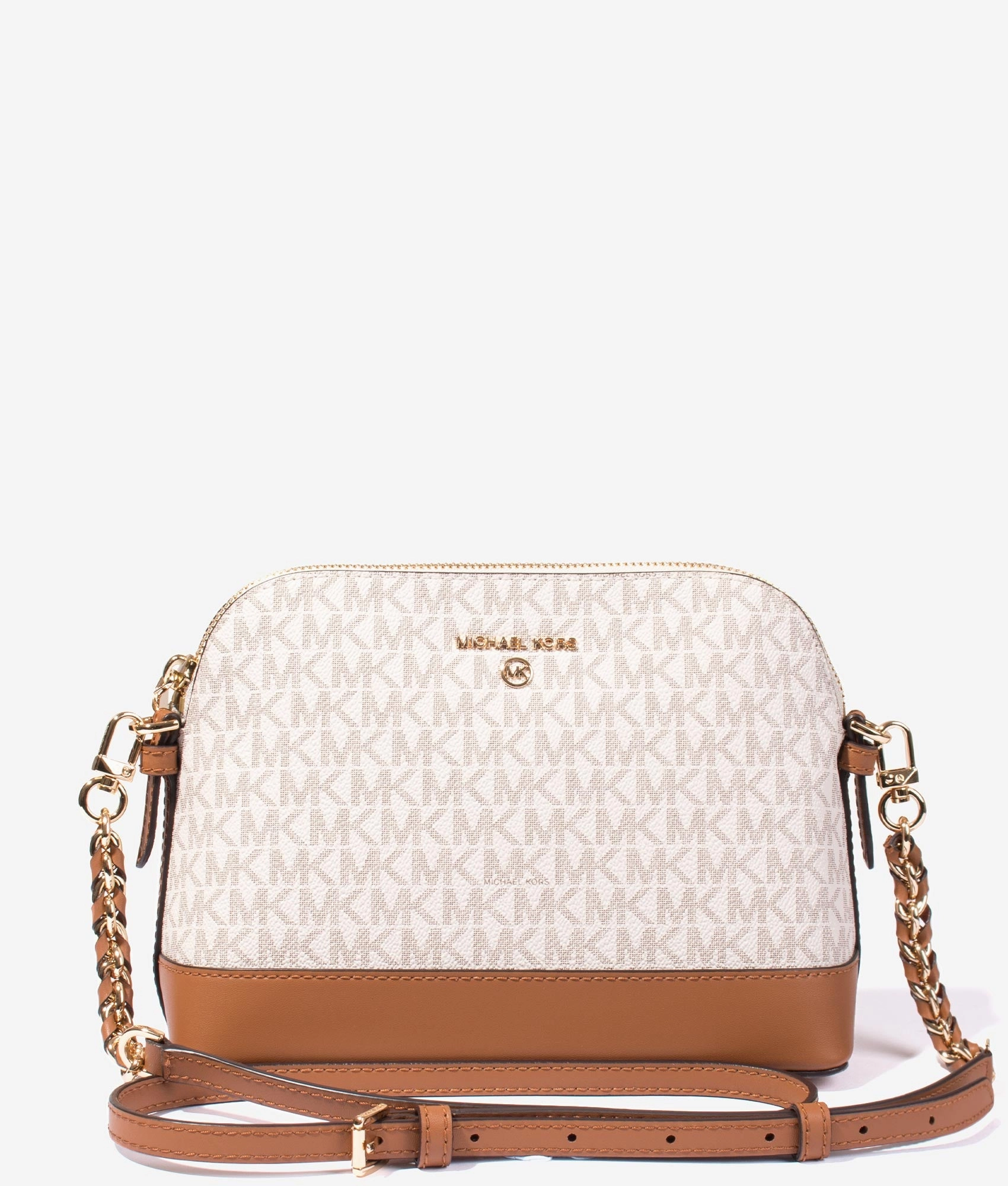 Jet set charm crossbody in vanilla & acorn