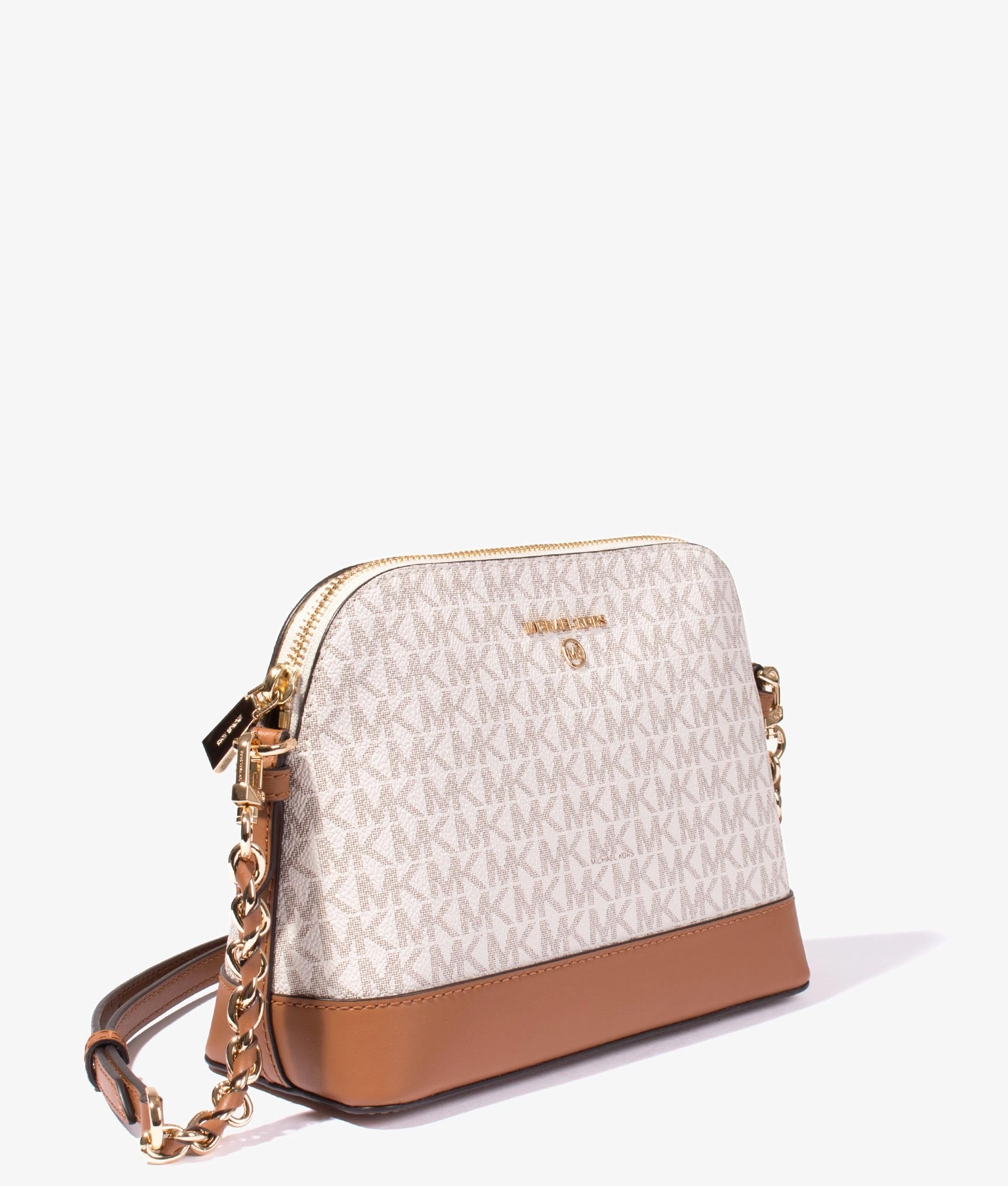 Jet set charm crossbody in vanilla & acorn