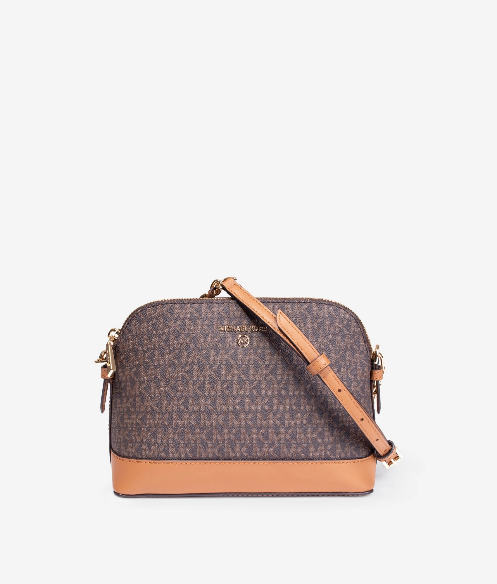 Jet set charm dome crossbody in brown & acorn