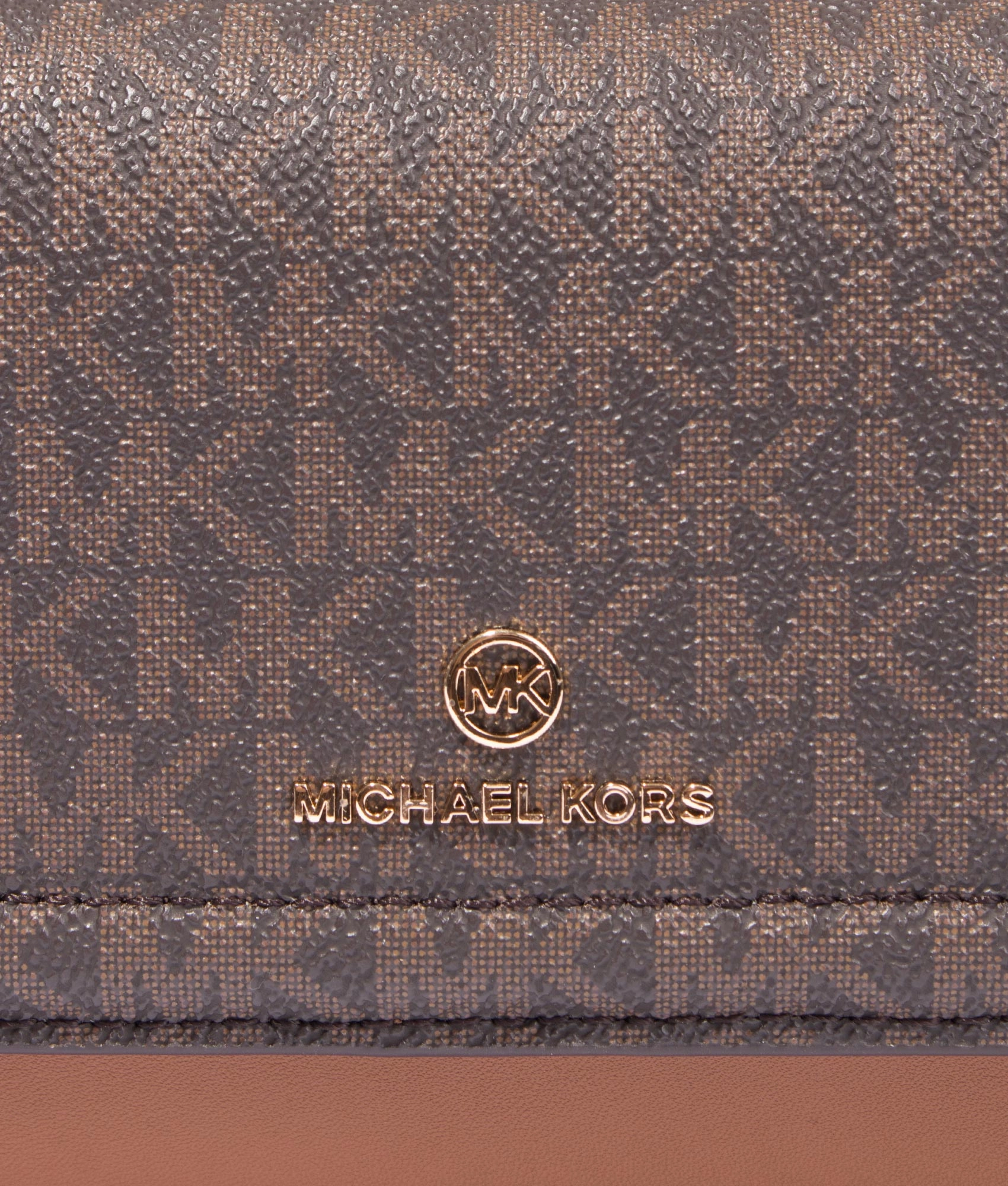 Jet set soft leather phone crossbody in brown & acorn
