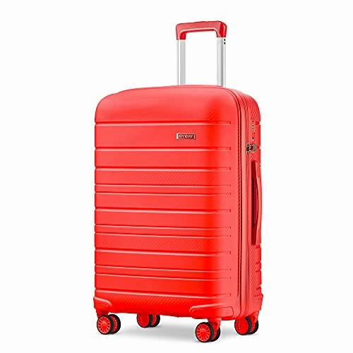 JOYWAY 3 Pcs Luggage Set Hardside Lightweight Spinner Suitcase with TSA Lock (red)