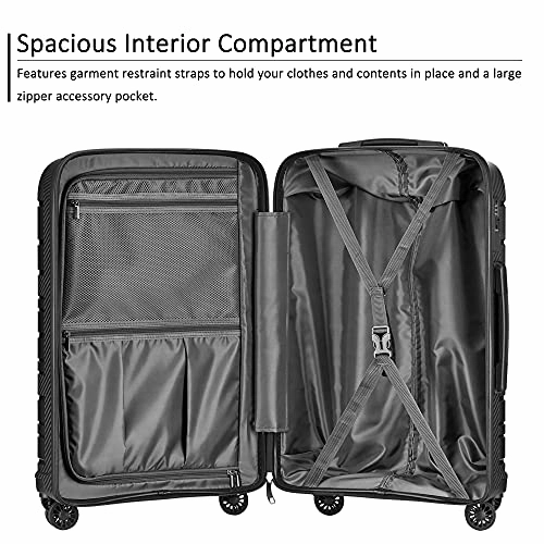 JOYWAY 3 Pcs Luggage Set Hardside Lightweight Spinner Suitcase with TSA Lock (red)
