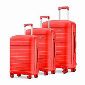 JOYWAY 3 Pcs Luggage Set Hardside Lightweight Spinner Suitcase with TSA Lock (red)