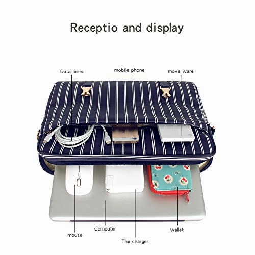 Kamlui Laptop Bag 15.6 Inch - for Women Carrying PU Leather Waterproof Work Computer Tote Briefcase Shoulder Messenger Laptop Sleeve Case for Macbook Pro Air HP Lenovo Dell,(Blue)
