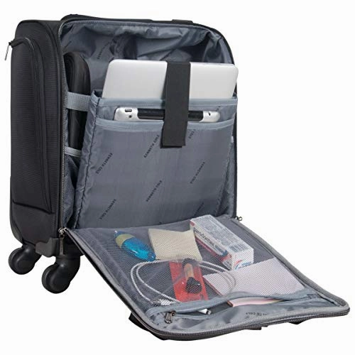 Kenneth Cole Reaction 18" Lightweight Multi-Pocket Anti-Theft RFID 14.1" Laptop & Tablet Underseater Carry-On with USB Charging Port, Black