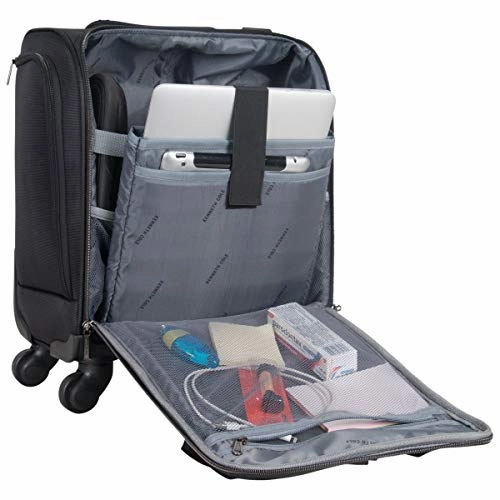 Kenneth Cole Reaction 18" Lightweight Multi-Pocket Anti-Theft RFID 14.1" Laptop & Tablet Underseater Carry-On with USB Charging Port, Black