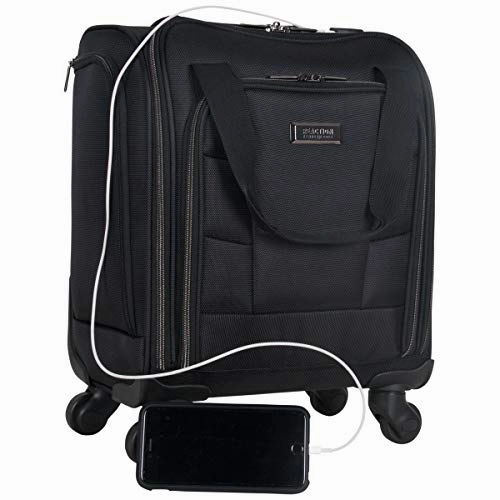 Kenneth Cole Reaction 18" Lightweight Multi-Pocket Anti-Theft RFID 14.1" Laptop & Tablet Underseater Carry-On with USB Charging Port, Black