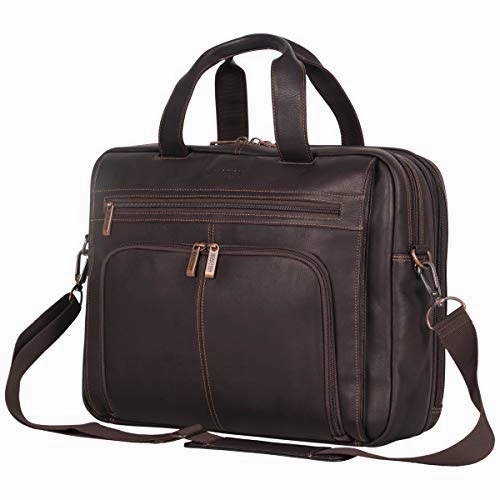 Kenneth Cole Reaction Colombian Leather Laptop Portfolio - EXCLUSIVE - Brown