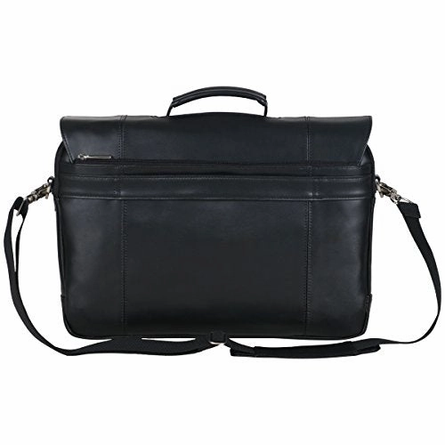 Kenneth Cole Reaction Leather Dual Compartment Flapover 16.0" Computer Business Crossbody Portfolio Laptop Briefcase Black One Size