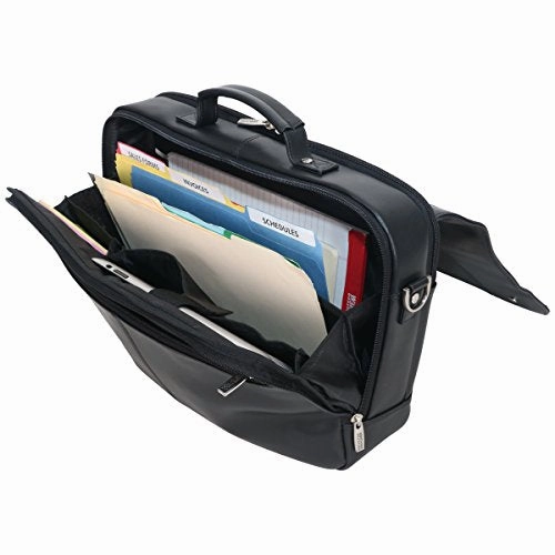 Kenneth Cole Reaction Leather Dual Compartment Flapover 16.0" Computer Business Crossbody Portfolio Laptop Briefcase Black One Size