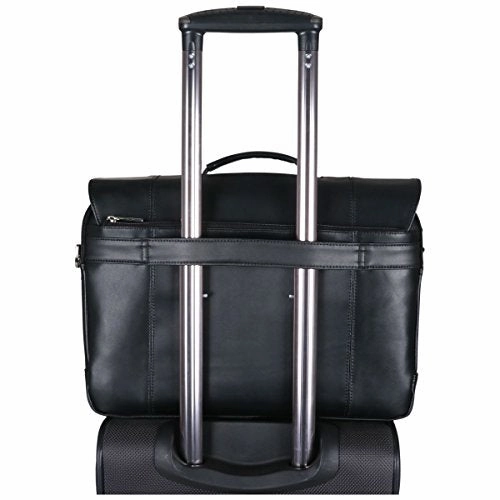 Kenneth Cole Reaction Leather Dual Compartment Flapover 16.0" Computer Business Crossbody Portfolio Laptop Briefcase Black One Size