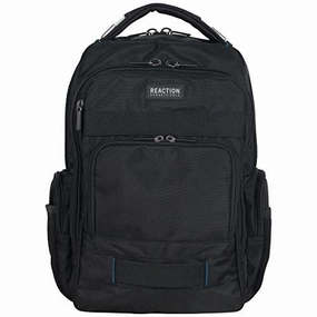 Kenneth Cole Reaction Polyester Triple Compartment 17" Laptop Business Backpack with Techni-Cole RFID, Black One Size