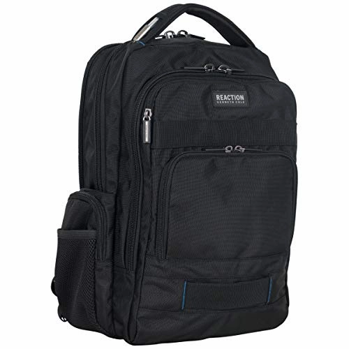 Kenneth Cole Reaction Polyester Triple Compartment 17" Laptop Business Backpack with Techni-Cole RFID, Black One Size