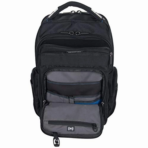 Kenneth Cole Reaction Polyester Triple Compartment 17" Laptop Business Backpack with Techni-Cole RFID, Black One Size
