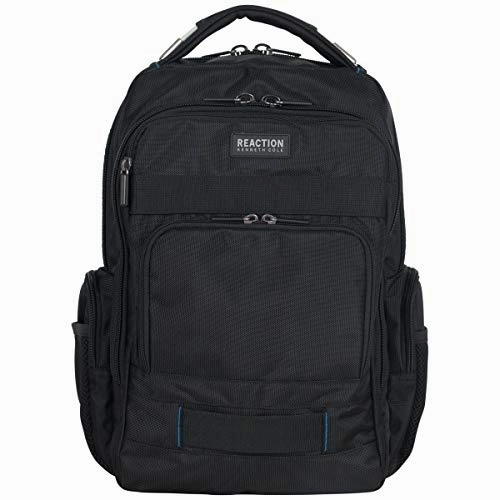 Kenneth Cole Reaction Polyester Triple Compartment 17" Laptop Business Backpack with Techni-Cole RFID, Black One Size