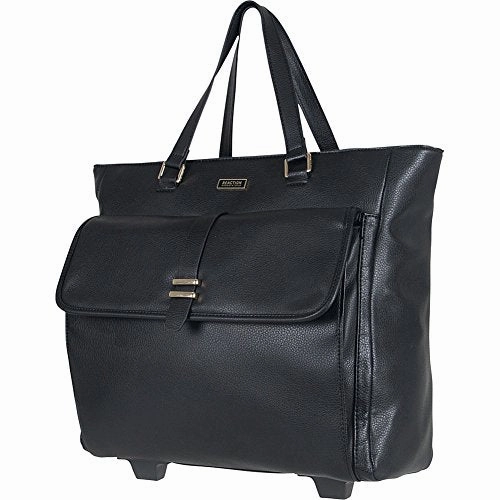 Kenneth Cole Reaction Runway Call Pebbled Faux Leather Wheeled 15 Laptop Business Tote, Black