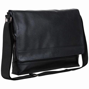 Kenneth Cole Reaction Strident-Class Vegan Leather 15" Laptop & Tablet Crossbody Messenger Bag for Work, School, & Travel, Black, Laptop