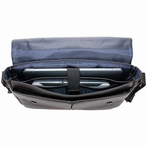 Kenneth Cole Reaction Travelier Satchel Messenger Vegan Leather Laptop Computer Shoulder Bags, Brown, 15.6"