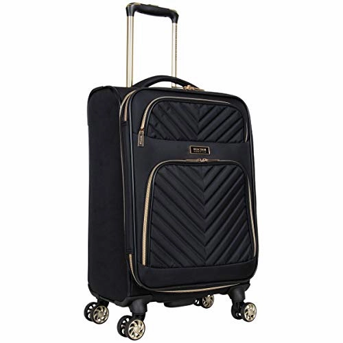 Kenneth Cole Reaction Women's Chelsea 2-Piece 20"/28" Chevron Quilted Softside Expandable 8-Wheel Spinner Luggage Set, Black