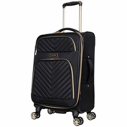 Kenneth Cole Reaction Women's Chelsea 2-Piece 20"/28" Chevron Quilted Softside Expandable 8-Wheel Spinner Luggage Set, Black