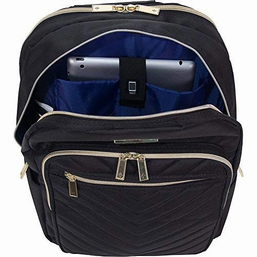 Kenneth Cole Reaction Women'S Chevron Quilted Polyester Twill 15.6" Laptop Backpack, Black, One