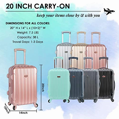 kensie Women's Alma Hardside Spinner Luggage, Gun Metal, Carry-On 20-Inch