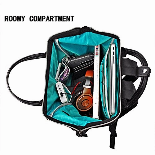 KROSER Laptop Backpack 15.6 Inch Stylish School Computer Backpack Casual Daypack Laptop Bag Water Repellent Nylon Business Bag Tablet with USB Port for Travel/Business/College/Women/Men-Black
