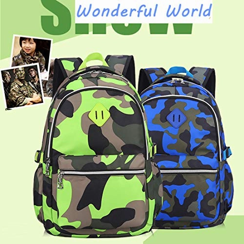 Ladyzone Camo School Backpack Lightweight Schoolbag Travel Camp Outdoor Daypack (Camouflage BlueNS)