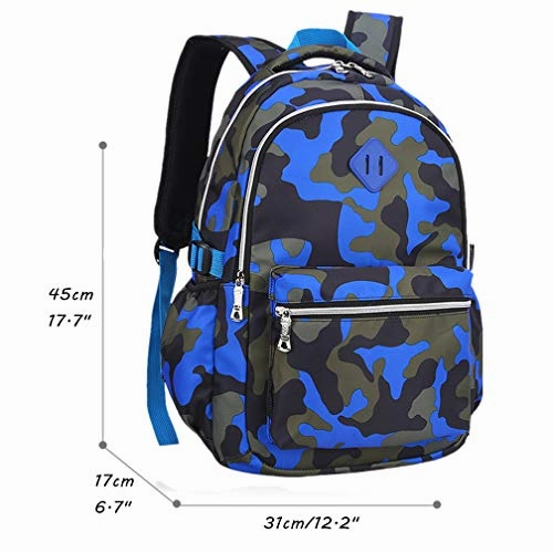 Ladyzone Camo School Backpack Lightweight Schoolbag Travel Camp Outdoor Daypack (Camouflage BlueNS)