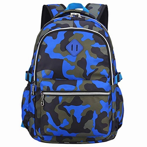 Ladyzone Camo School Backpack Lightweight Schoolbag Travel Camp Outdoor Daypack (Camouflage BlueNS)