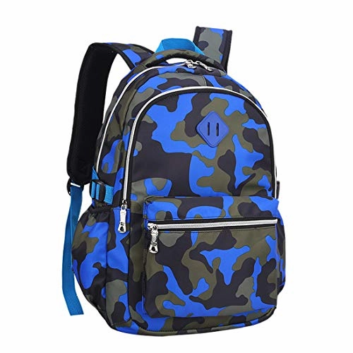 Ladyzone Camo School Backpack Lightweight Schoolbag Travel Camp Outdoor Daypack (Camouflage BlueNS)