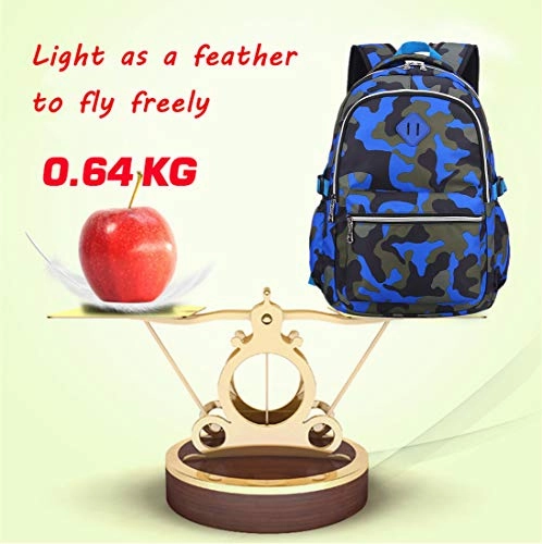 Ladyzone Camo School Backpack Lightweight Schoolbag Travel Camp Outdoor Daypack (Camouflage BlueNS)