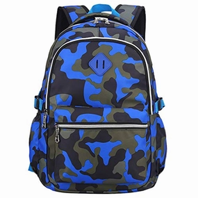Ladyzone Camo School Backpack Lightweight Schoolbag Travel Camp Outdoor Daypack (Camouflage BlueNS)