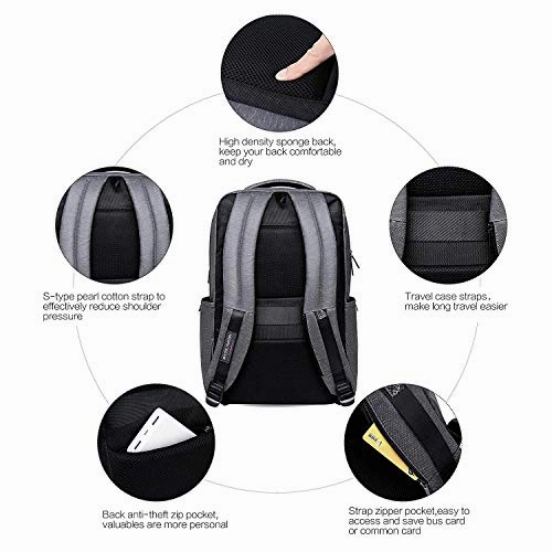 Laptop Backpack 17 Inch Travel Computer Pack Bag with USB Charging Port Waterproof Oxford College