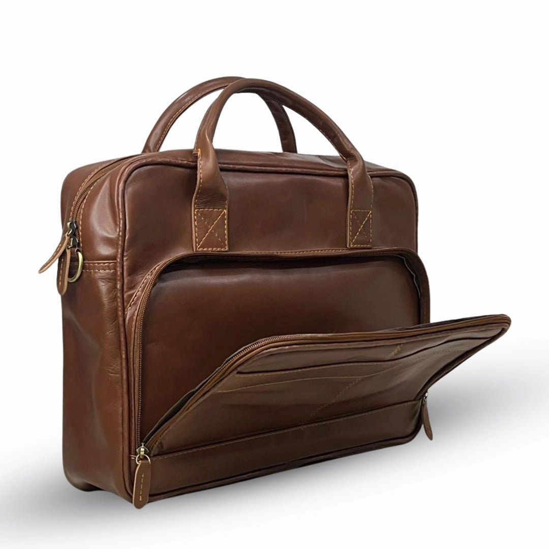 Laptop Bag with 1 Large Front Pocket Brown
