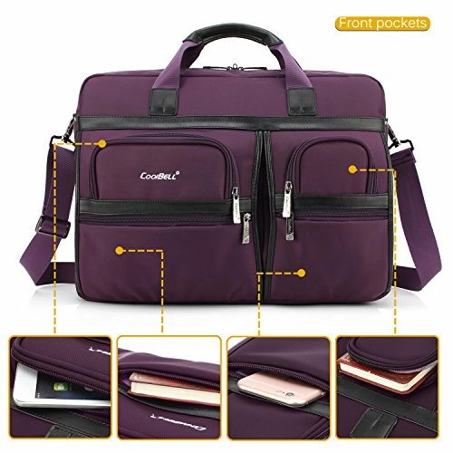 Laptop Briefcase, Coolbell 17.3 Inch Protective Messenger Bag Nylon Shoulder Bag Multi-Functional