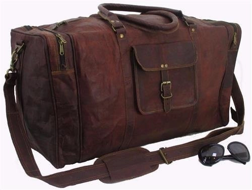 Large Leather Duffel Travel Luggage Overnight Sports Duffel Bag For Men