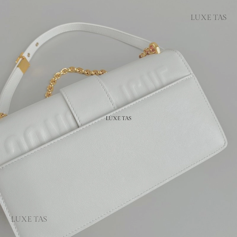 Latte 30 Montaigne East-West Bag With Chain Leather Crossbody Bag for Women