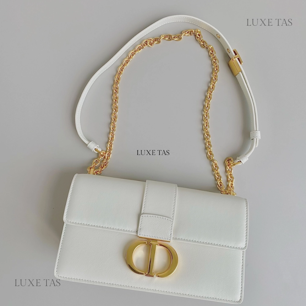 Latte 30 Montaigne East-West Bag With Chain Leather Crossbody Bag for Women