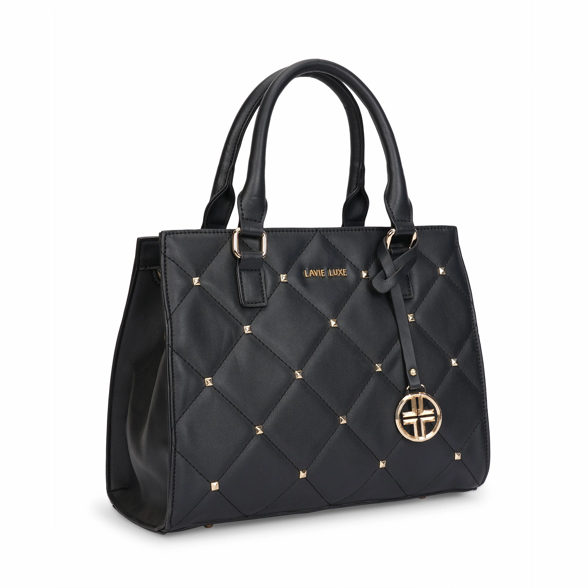 Lavie Luxe Black Medium Women's Stud Shelly Satchel Bag
