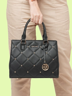 Lavie Luxe Black Medium Women's Stud Shelly Satchel Bag