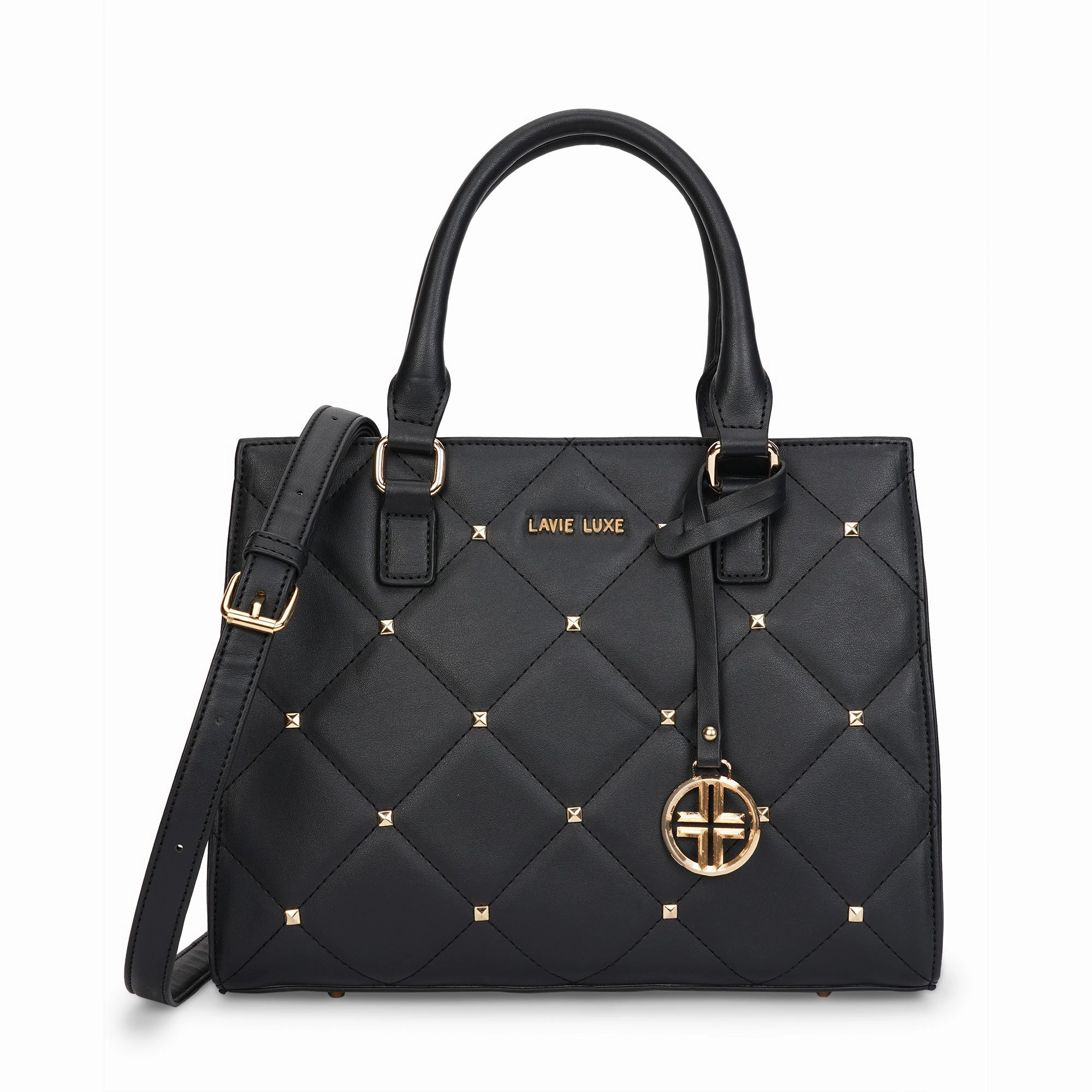 Lavie Luxe Black Medium Women's Stud Shelly Satchel Bag