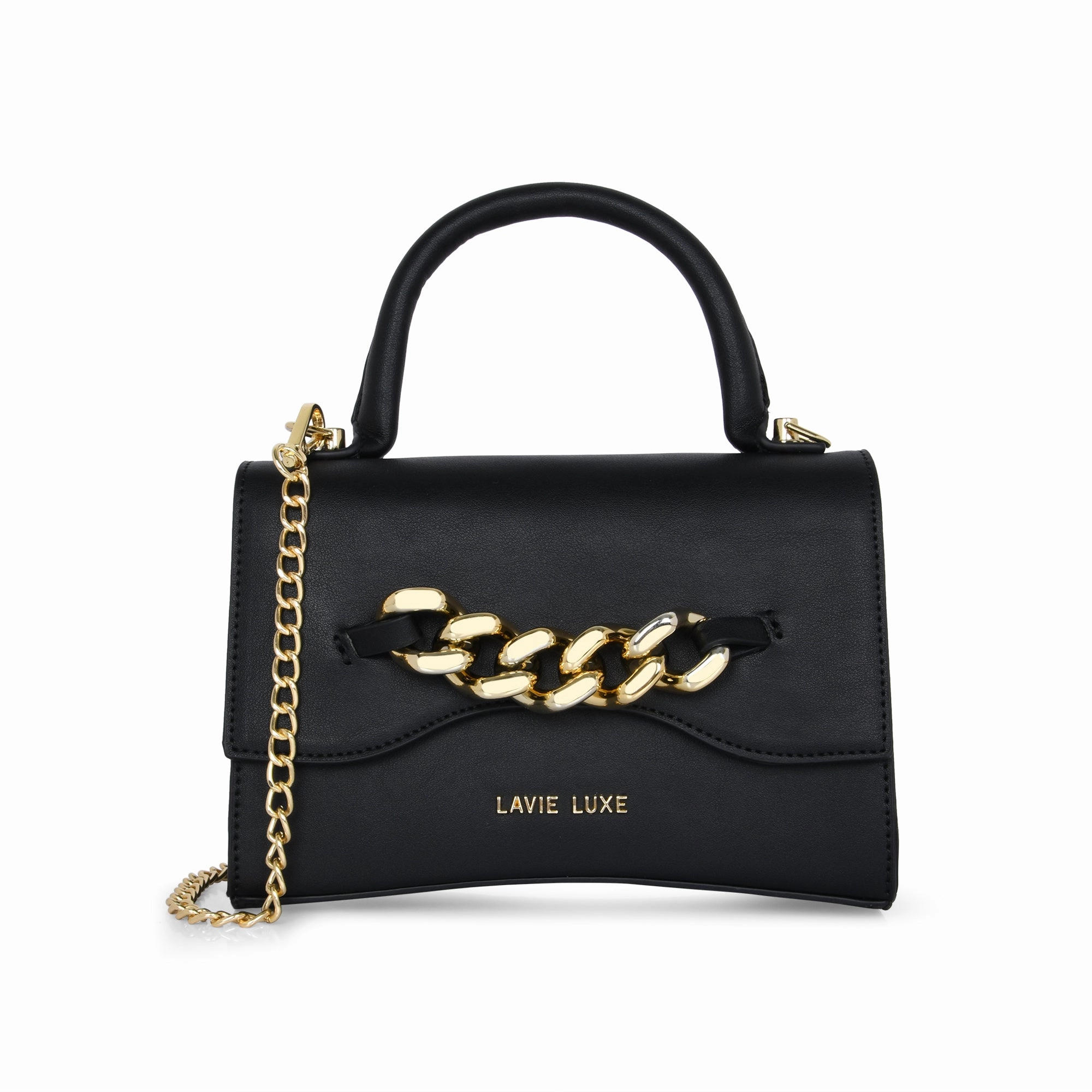 Lavie Luxe Black Small Women's Chain Flap Sling Bag