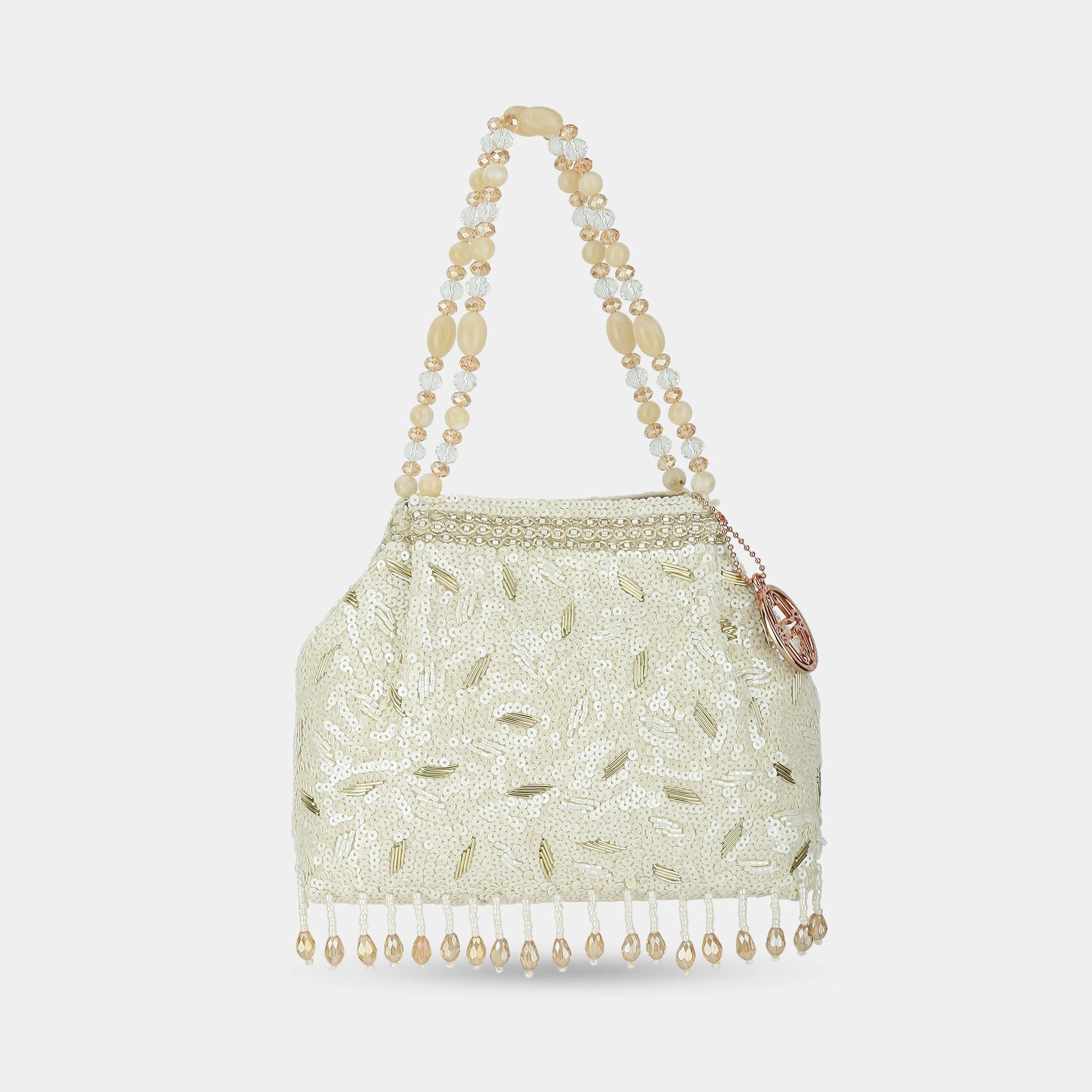 Lavie Luxe Crown White Medium Women's Potli