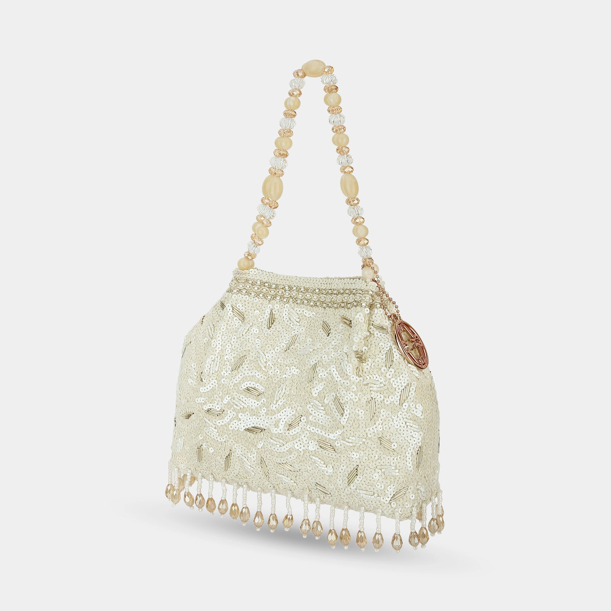 Lavie Luxe Crown White Medium Women's Potli